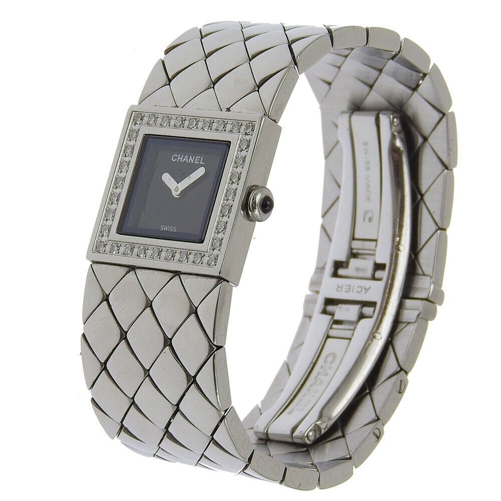 Chanel Matelasse Quartz Stainless Steel with Diamond Bezel 19